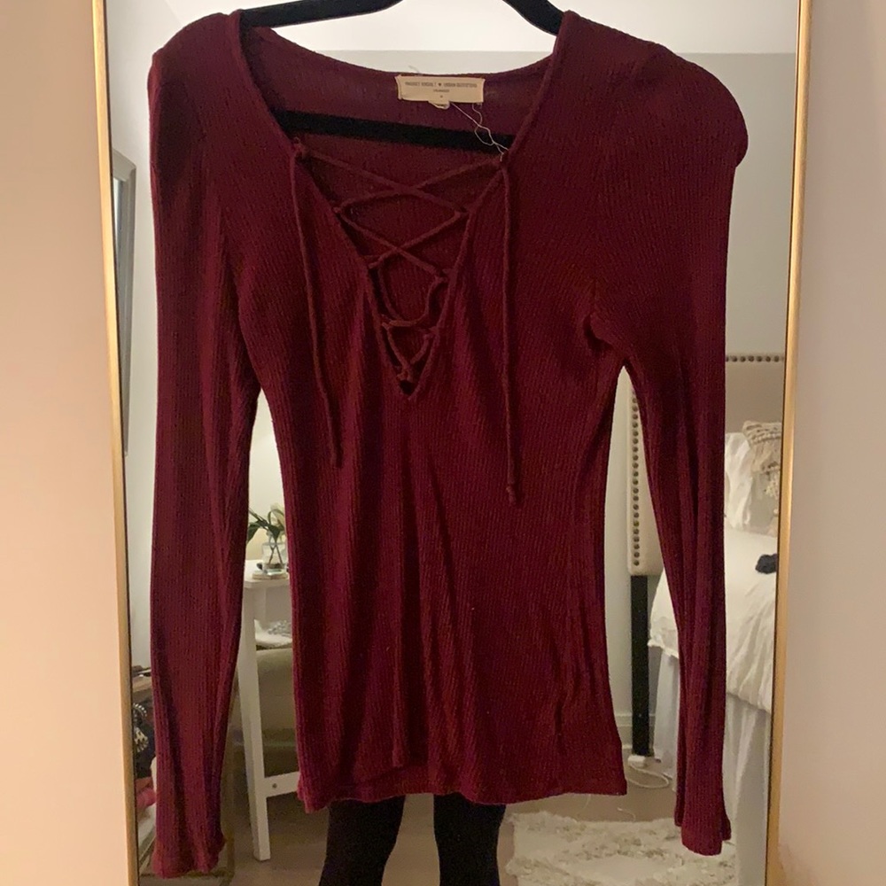 Maroon Long Sleeve with Criss Cross Ties in front